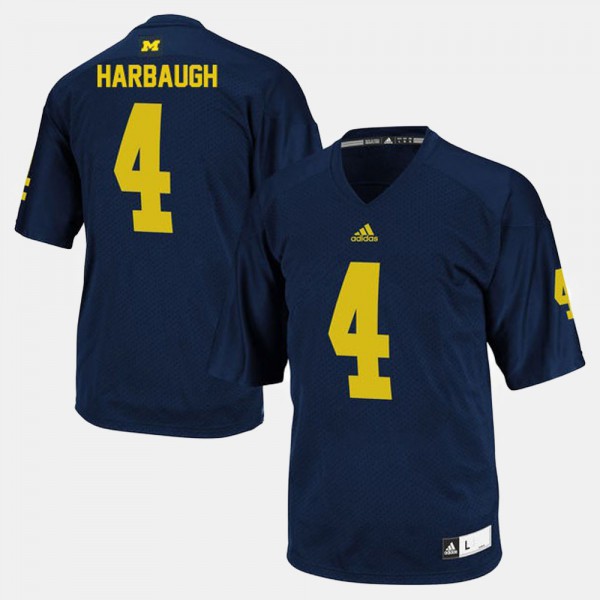 University of Michigan #4 Men Jim Harbaugh Jersey Navy Embroidery College Football